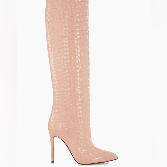 Paris Texas Shoes - Paris Texas
105MM Crocodile-Embossed Leather Boots light pink